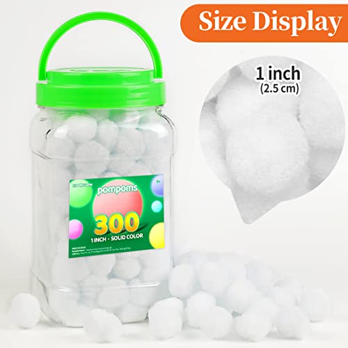 image for Eppingwin 300pcs 1 Inch White Pom Poms, Soft Pompoms for Crafts, Pom p