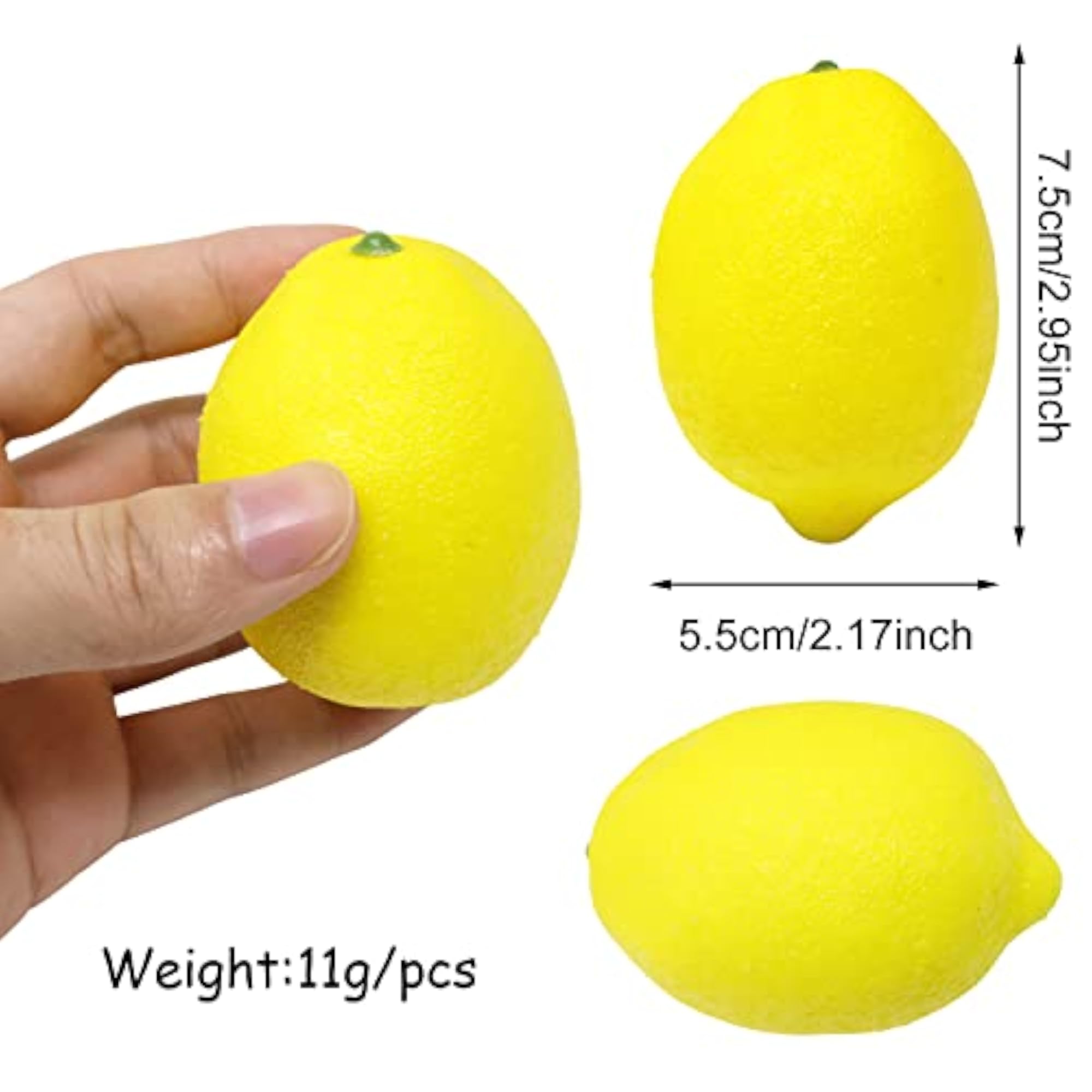 12pcs Artificial Lifelike Yellow Fake Lemons for Decor