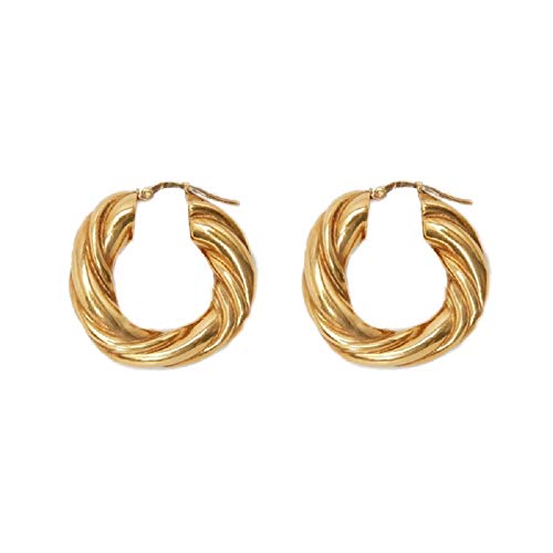 Chunky Twist Knot Love 5mm Thick Fashion 14K Gold Plated Huggy Hoop Earrings for Women Girls Sensitive Ear Dainty Click Top Huggie Hoops Jewelry Gifts 23mm