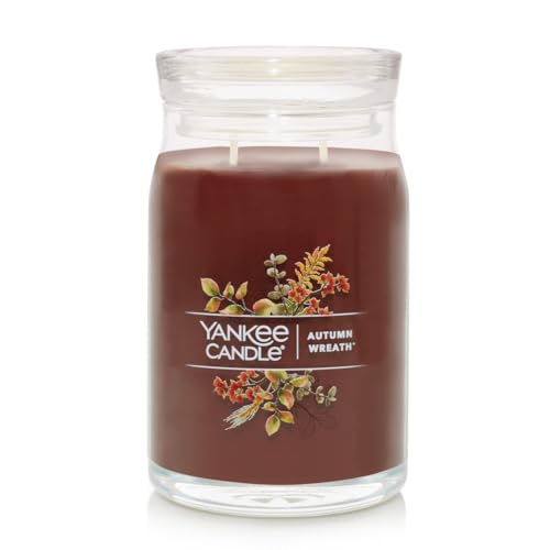 Yankee Candle Autumn Wreath Scented Signature 20oz Large Jar 2-Wick Candle Over 60 Hours of Burn Time