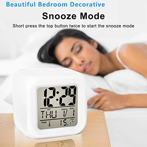 CYMNER Kids Alarm Clock,Kid Bedroom Night Light Alarm Clock with 7 Colour Changing Light,Digital Alarm Clock for Kids,Touch Control,Easy to Set,Gift Clock for Boy and Girl,Beautiful Bedroom Decoration