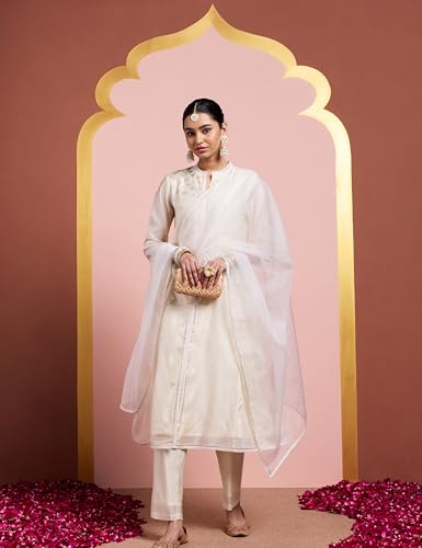 Image of Amazon Brand - Myx Women's A-Line Kurta Set with Organza Dupatta (Available in Plus Sizes)