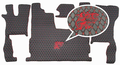 Alfombrillas de coche acolchadas premium para Scania R 2017+ con asiento logotipo bordado sin amortiguación (negro y rojo)