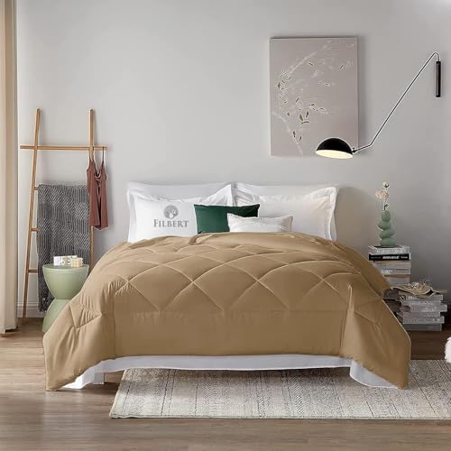 Image of Filbert 600 GSM Comforter for Double Bed | Super Warm Winter Quilt /Rajai | Thick Microfiber Blanket with Cloud-Soft Fill | Luxury Bedding for Winters - 90x100 Inch | Beige