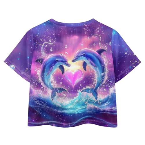 Image of Girls Summer Crop Top Outfits Short Sleeve T Shirts Kids Cute Clothes Tees Blouse