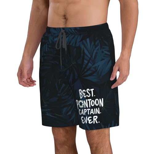 Men's Swim Trunks Bathing Suit Hawaiian Swimsuits Pontoon Captain Boating Beach Shorts with Pockets,2