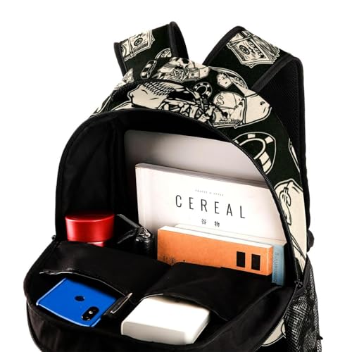 Sac à dos sac à dos d'école multicolore imprimé crâne de dés
