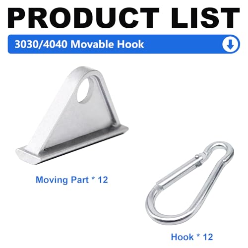 Image of 12 Pack 3030 /4040 Extrusion Sliding Hook for 30 /40 Series T-Slot V-Slot Aluminum Extrusion Hardware Accessories Silver