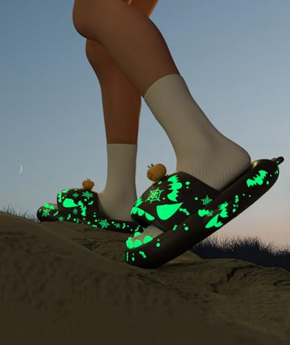 Jfxgjuv Luminous Christmas Shark Slippers - Glow in the Dark, Spooky 3D Cartoon Open Toe Slides2