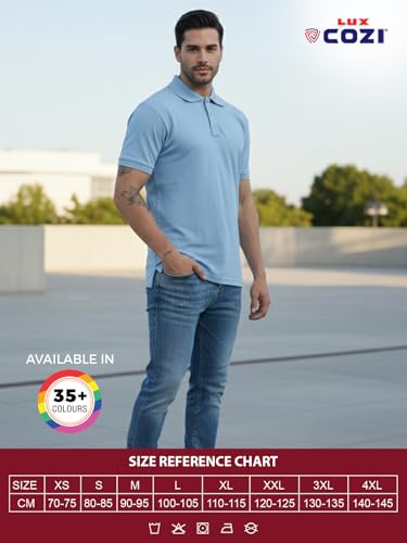 Image of Lux Cozi Men's Cotton Solid Polo Tshirt | Collar Tshirts | Half Sleeves | Stylish & Premium All Day Wear | Pack of 1