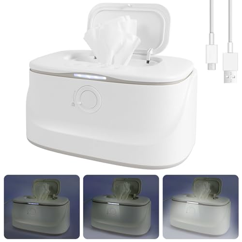 US USB Baby Wipe Warmer with LED Light Baby Wipe Warmer Dispenser 3 Adjustable Temperature Diaper Wipe Warmer Portable Baby Wipe Heater Warmer Keeps Wipes Warm and Moist for Newborns Baby Nursery