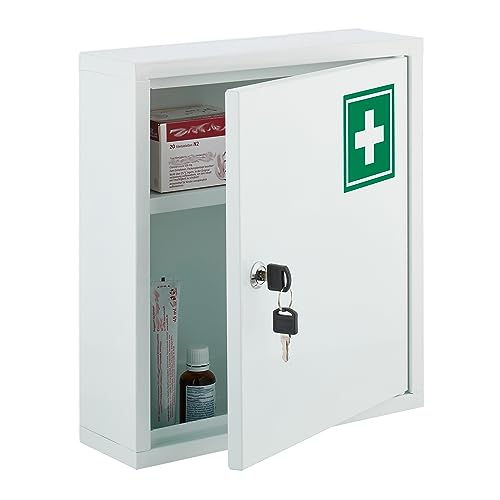 Relaxdays Armoire à Pharmacie, Placard verrouillable, pour médicaments, HxLxP : 36x31,5x10 cm, à...