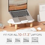 Adjustable Wood Laptop Stand, Ergonomic Height Angles Computer Stand, Cloud-Shaped Holder Riser Notebook Stand for Desk Compatible with Air, Pro, Dell, HP, Lenovo More 10-17.3" Laptops, White