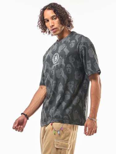 Image of Bewakoof Official Harry Potter Merchandise Men's 100% Cotton 220 GSM Graphic Print Oversized Fit Round Neck T-Shirt