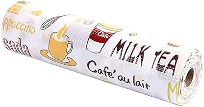 NYALKARAN Anti-Slip Fridge Mat Waterproof Shelf Liner Kitchen Drawer Cabinet Mat Non-Slip Table Mat Moisture-Proof Wardrobe Liner Washable Durable Roll (Coffee Design, 30W x 300L cm (3L m))