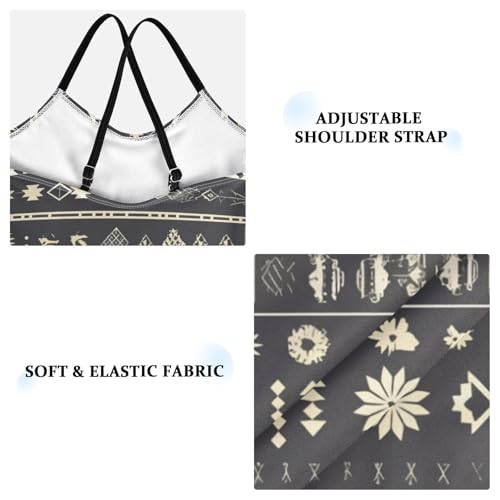 KLL Seamless Ethnic and Tribal Pattern Girls' 1 Piece Bathing Suit Summer Swimming Suits with Adjustable Straps Quick-Dry3