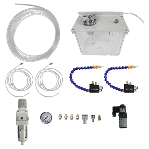 Wlinfetity Sistema de lubricación de refrigeración, pulverizador de niebla, depósito de 3 litros para fresadora, torno CNC YS-BPV-3000, con válvula solenoide de 24 V, 110 V, 220 V, regulador de