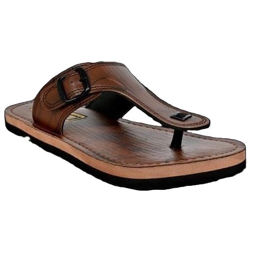 IS FootDesign Men's Lightweight Printed Synthetic Upper Rubber Sole Slip-On Comfort Slippers Brown 10_5487-image-8