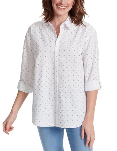 Image of Gloria Vanderbilt Women's Amanda Oversized Button Down Shirt with Roll-tab Sleeves