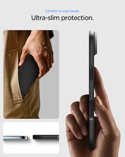 Image of Spigen Thin Fit MagFit Back Cover Case for iPhone Air, MagSafe Compatible, Slim Frame - PC+TPU | Black