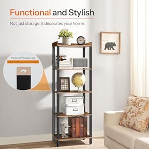 Hoobro5tierstorageladdershelfindustrialstyledisplayracksquarebookshelfwoodencornershelfeasytoinstallforlivingroomstudyroomandentrancerusticbrownandblackbf48cj01 Urban Country Home Decor Hoobro 5 tier storage ladder shelf industrial style display rack square bookshelf wooden corner shelf easy to install for living room study room and entrance rustic brown and black bf48cj01 urban country home decor