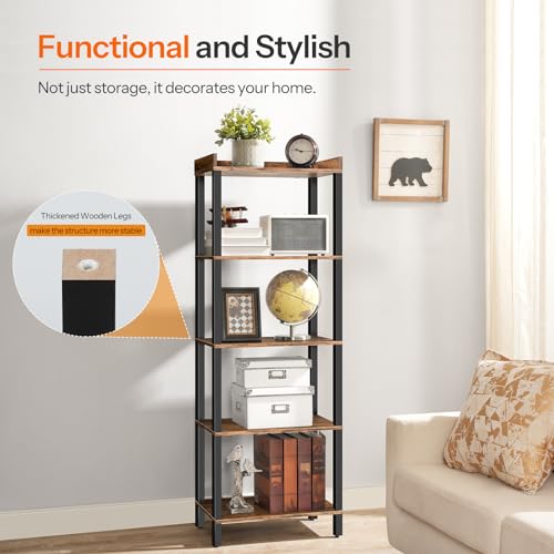 Hoobro5tierstorageladdershelfindustrialstyledisplayracksquarebookshelfwoodencornershelfeasytoinstallforlivingroomstudyroomandentrancerusticbrownandblackbf48cj01 Urban Country Home Decor Hoobro 5 tier storage ladder shelf industrial style display rack square bookshelf wooden corner shelf easy to install for living room study room and entrance rustic brown and black bf48cj01 urban country home decor