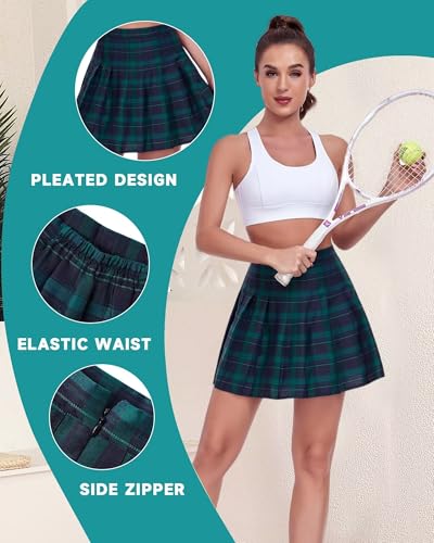 Image of Girls Pleated Skirts Tennis Skirt with Shorts High Waisted Mini Skort
