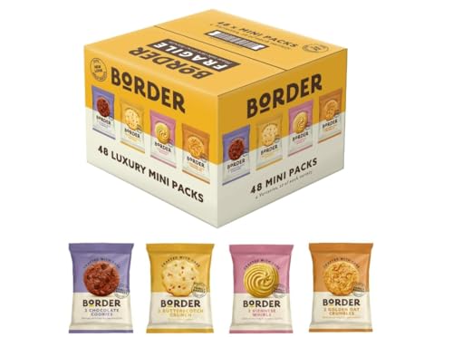 Border Luxury Mini Pack 48 Biscuits 4 Variety - Perfect for - Treat - Office - Guests (2 Boxes (96 Packs))