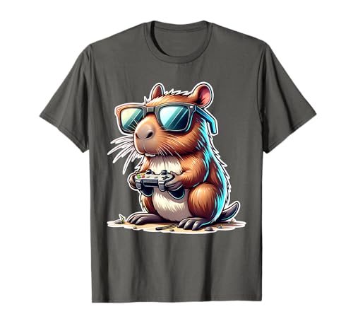 Trendy Gaming Motivo Streamer Capybara Design Retro Fan Maglietta