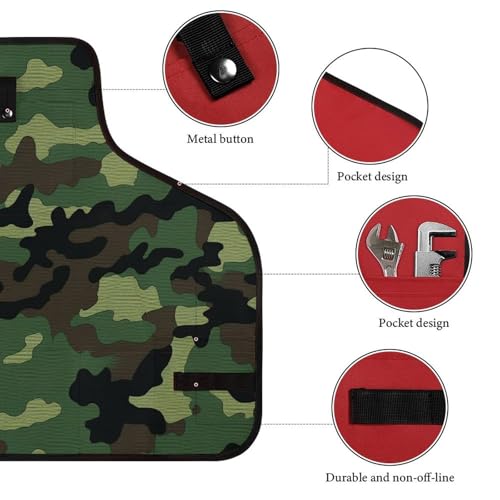 Delantal de trabajo militar verde con 8 bolsillos miniatura 3