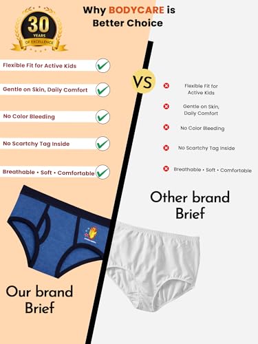 Image of BODYCARE Boy's Cotton Briefs Multicolour 100% Cotton Multicolor Soft Comfortable | Skin Friendly | Innerwear | (Color & Print May Vary)