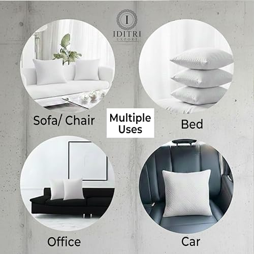 Image of Memory Foam Pillow Set of 2, Jacquard Breathable Cotton Cover, Mite Resistant Sofa Cushion for Office Car Chair, Moisture Wicking Comfort, Vacuum Packed, White Bedding,35 x 35 x 15 cm