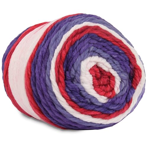 Image of ThreadArt Ombre Yarn - Big Chunky Yarn Cake, 300g - Patriotic 09 | Thick Super Bulky #6 for Knitting & Crochet - Variegated 100% Soft Acrylic Fiber - 336 Yards