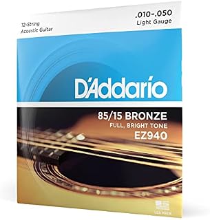 D'Addario EZ940 wspaniałe amerykańskie światło z brązu (.010.-050) 12-strunowe struny do gitary akustycznej