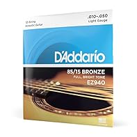 CORROSION-RESISTANT, PRECISION WOUND – 85/15 Bronze is precision wound onto a hexagonally shaped high carbon steel core, resulting in long lasting, bright sounding tone with excellent intonation. EZ STRINGS - Specially formulated copper-zinc alloy wh...