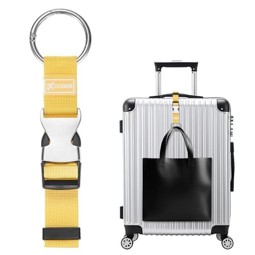 Image of M METERXITY 1-Pack Add A Bag Luggage Strap, Adjustable Suitcase Belt for Connecting Luggage /Backpack /Jacket, Carry Strap with Ring Buckle [Yellow]