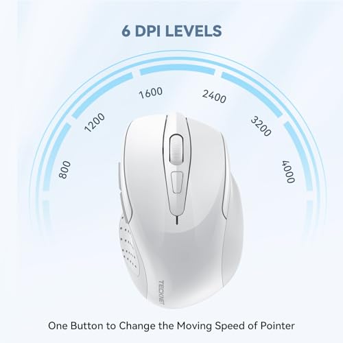 Image of TECKNET Wireless Mouse, 2.4G Ergonomic Computer Mouse, 2600 DPI, White