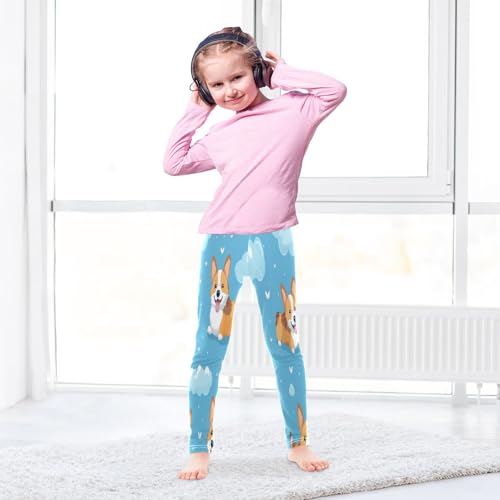 Toddler Girls Leggings Printed Yoga Pants Leggings Corgi White Cloud for Kids4