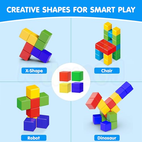 Image of Kidology Magnetic Building Blocks 32Pcs Magnetic Blocks Magnetic Toys for 3 4 5 6 7 8 Years Old Boys Girls Preschool Structures Sensory Toys for Kids