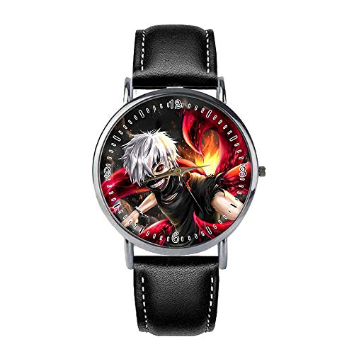 Haililais Tokyo Ghoul El diseño Creativo Reloj de Bolsillo Marco de Fotos mecánica Reloj de Bolsillo de Bolsillo de Doble Cubierta mecánica de Acero Inoxidable Reloj de Bolsillo Abierto