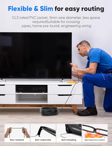 Image of Highwings 8K 4K 120HZ 75 FT HDMI Cable Fiber Optic, Unidirectional in-Wall CL3 Rated Long HDMI 48Gbps High Speed [8K@60Hz] Dynamic HDR /eARC /HDCP 2.2&2.3 /3D, Compatible for Desktop GPUs 30&40 Series