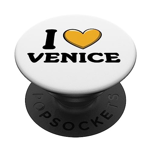 I Love Heart Venice Italy PopSockets Swappable PopGrip, Black