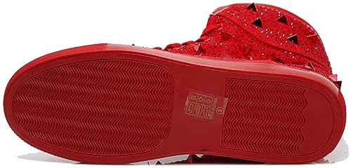 Image of Enzo Romeo Men's High Top Crystal Shimmer Rhinestone Blink Flat Spike Fashion Sneakers Shoes BUL2