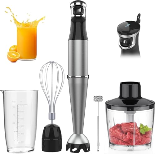 NIUB Immersion Hand Blender 1000W, Trigger Variable Speed 5 in 1 Stick Blender with Chopper, Whisk and Frother for Soup, Baby Food and Smoothies