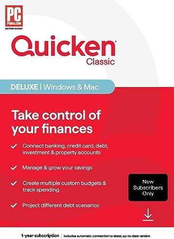 Quicken Classic Deluxe for New Subscribers| 1 Year [PC/Mac Online Code]