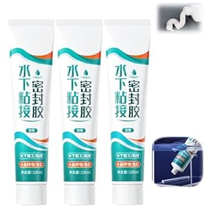 Underwater Bonding Waterproof Adhesive,120ml Heavy Duty Leakage Plugging Adhesive,Underwater Sealant,Waterproof Glue,Pool Tile Adhesive,Patch & Seal Liquid,For Boats, Fish Tanks Etc (White*3Pcs)