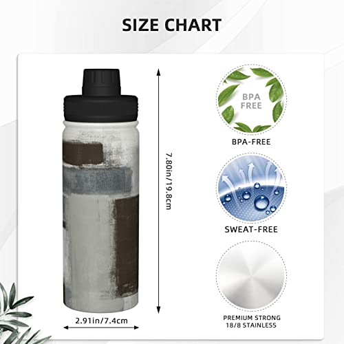 Supluchom Water Bottle Gray Brown Modern Art Abstract Insulated Thermoses 18 Oz Stainless Steel Vacuum Tumbler Cold Hot Coffee Tea Water Flask For Sports Travel Home Office School #TOP3