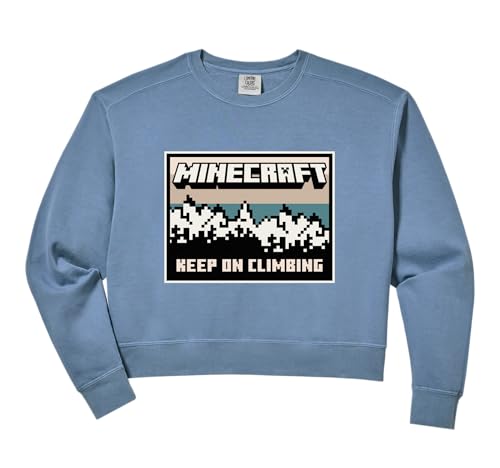 Womens Minecraft Keep On Climbing Warm Landscape Logo Comfort Colors Crop Sweatshirt