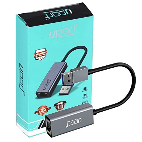 Black Dragon Uport USB 3.0 to LAN RJ45 Gigabit Ethernet Network Adapter Compatible for Windows, macOS, Laptop, Silver