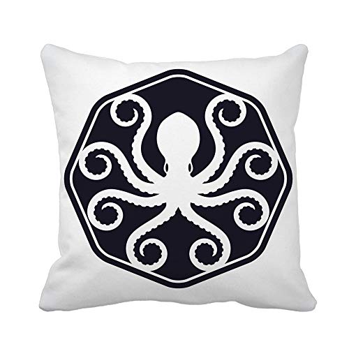 Awowee Throw Pillow Cover Fishing Octopus Negative Shape Octagon Animal Aquarium Biology Cook 18x18 Inches Pillowcase Home Decorative Square Pillow Case Cushion Cover